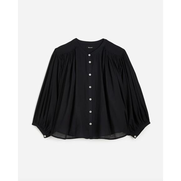 Madewell Balloon Sleeve Top Blouse Black Lightweight Cotton Blend Boho XXL NWT - Picture 5 of 13